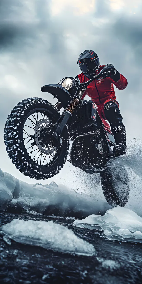Phone wallpaper: Motorcyclist on ice