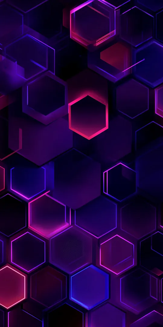 Обои на телефон: Неоновые шестиугольники