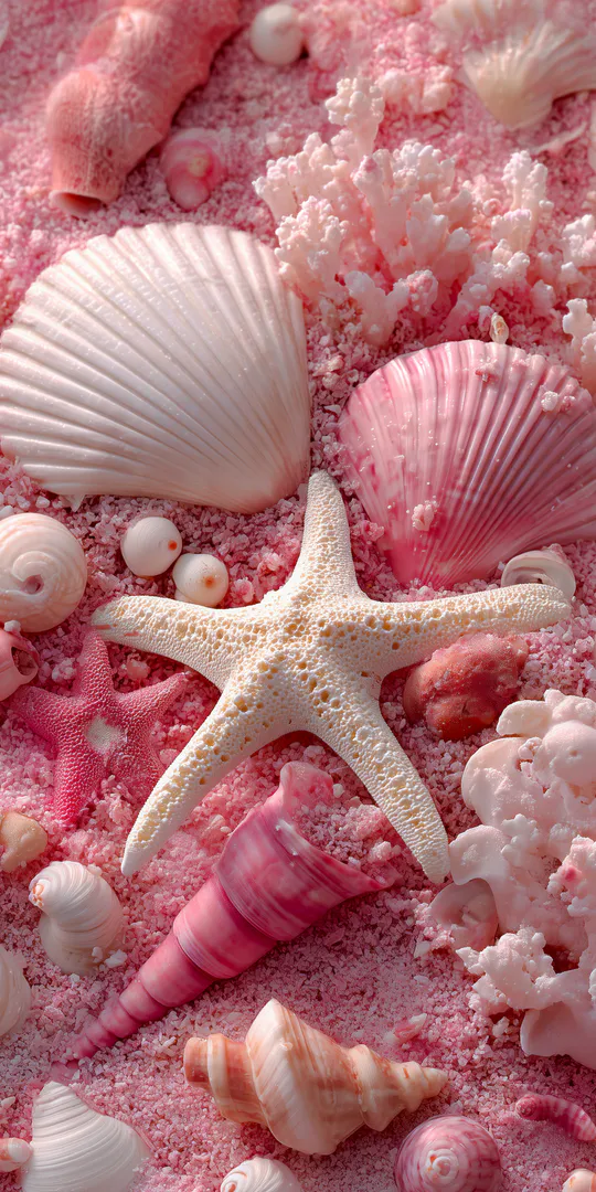 Phone wallpaper: Pink sea treasures