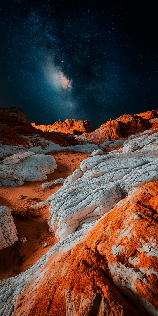 Phone wallpaper: Red rocks under the stars