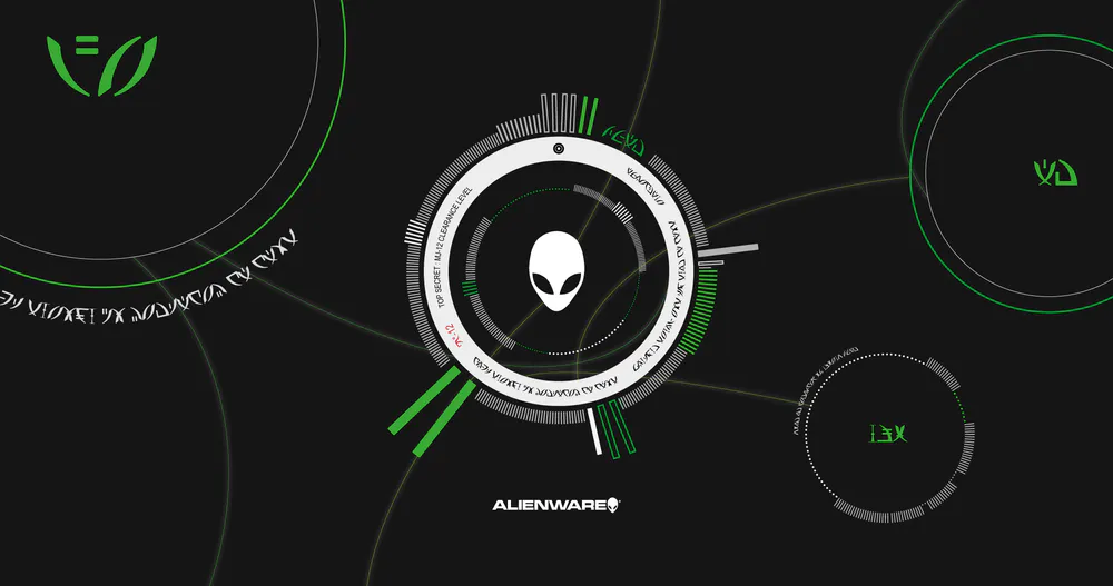 Обои ALIENWARE GREEN MINIMAL RING 3440x1440