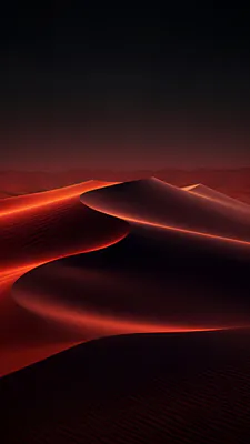Пустыня, Дюны, Свечение, Ночь, Красный