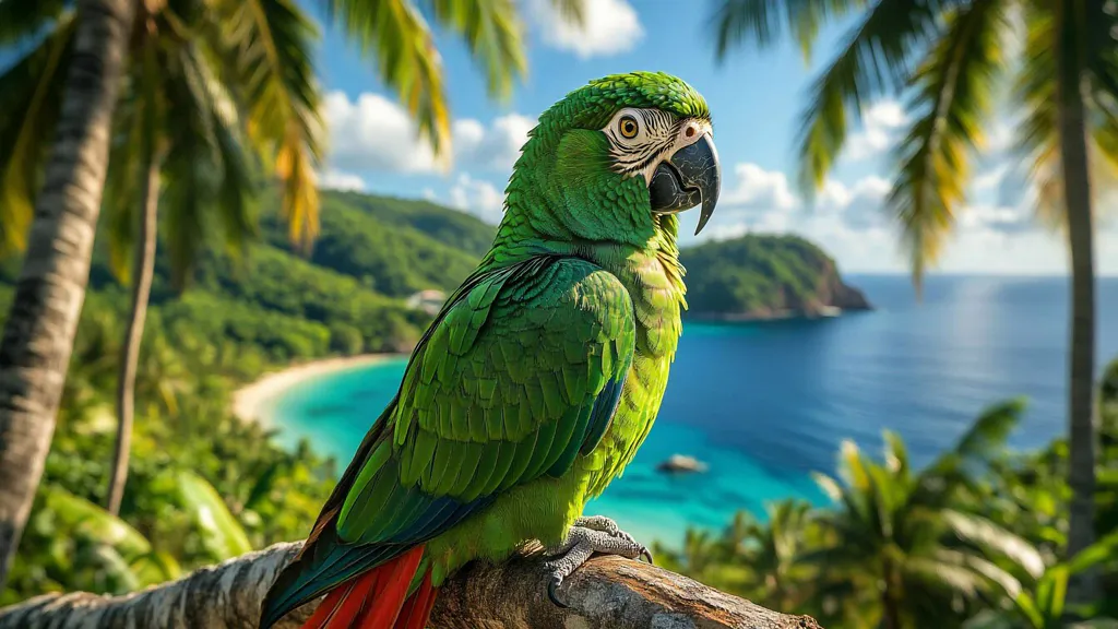 Обои на рабочий стол: Попугай на Таити