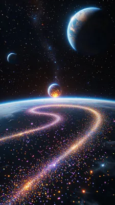 Galaxy, Outer Space, Planet, Space Trajectory, Orbit, Stars, Glow