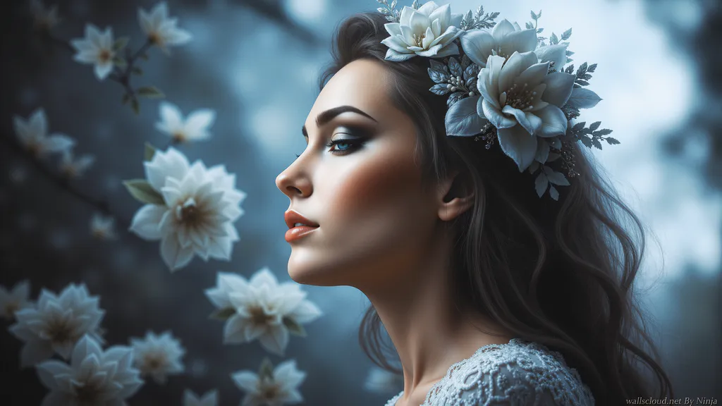 Обои на рабочий стол: Девушка с цветами