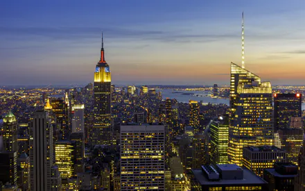 New York, United States, Manhattan, Sunset, Sky