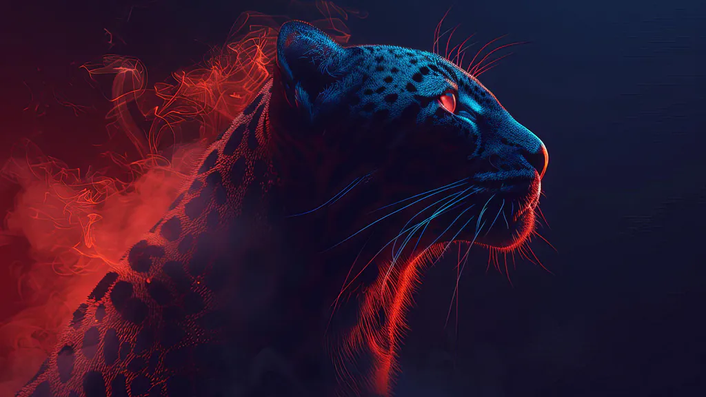 Обои на рабочий стол: Хищник в красном неоне