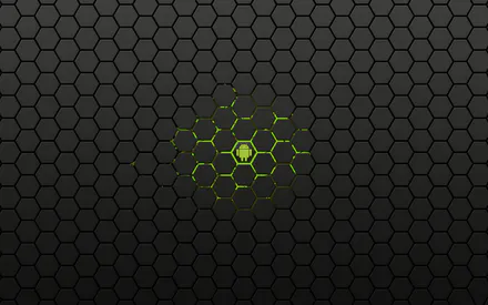 Android, Фон, Сетка, Соты, Технологии, Зеленый, Неон, Футуристический