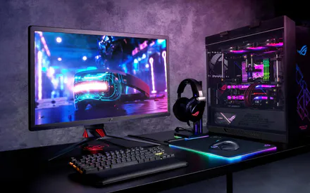 Игровой ПК, ASUS ROG, Игровые настройки, RGB-подсветка, Игры, Настольный компьютер