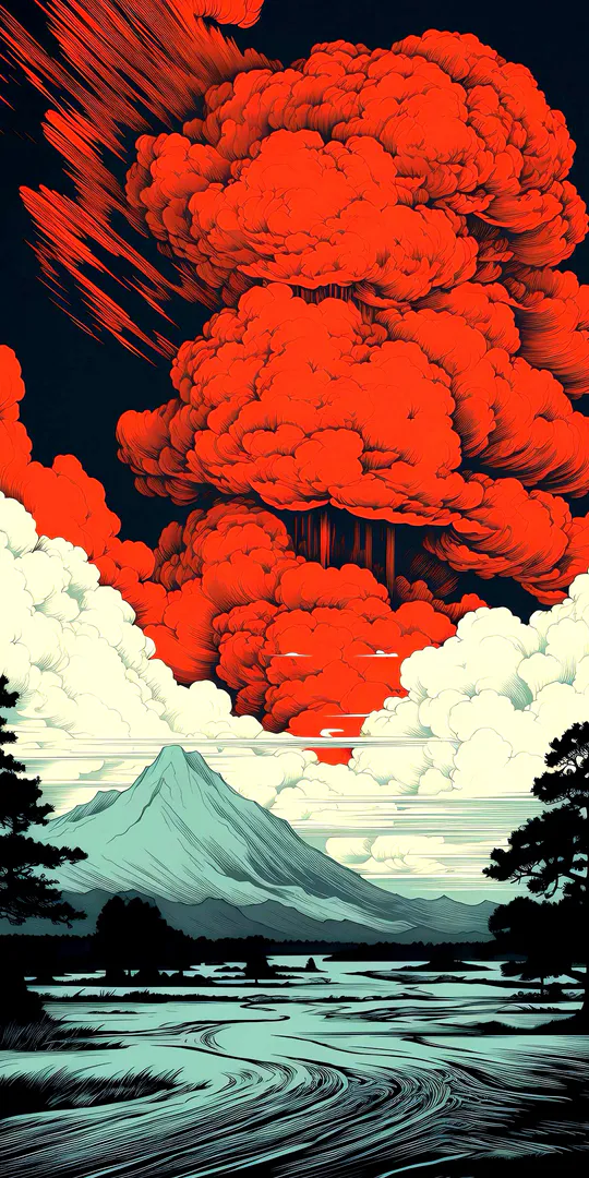 Обои на телефон: Красный взрыв