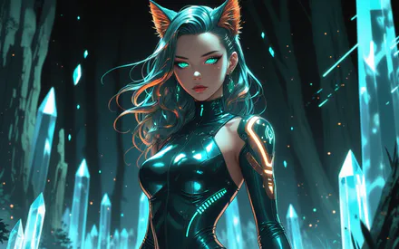 Anime Girl, Anime, Girl, Green, Cyberpunk, Neon, Genshin Impact, Genshin