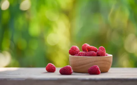 Зеленый, Ягоды, Малина, Стол, Фон, Еда, Деревянный, Миска