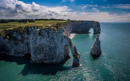 Sea, Rocks, France, Arch, Etretat