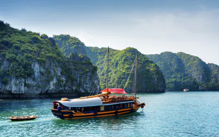 Greens, Rocks, Boat, Bay, Yacht, Speedboat, Bay, Vietnam