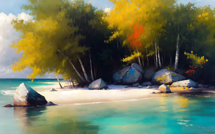 Пейзаж, Остров, Море