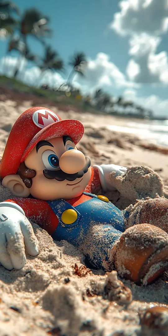 Шпалери на телефон: Mario на пляжі
