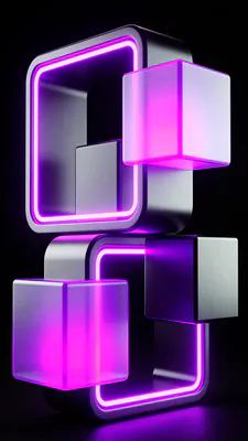 Фиолетовый, Гладкие-формы, Геометрия, 3d, Подсветка, Минимализм, Amoled, AI Art