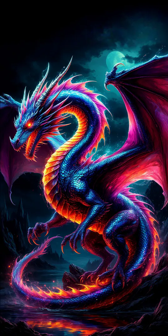 Шпалери на телефон: Неоновий дракон