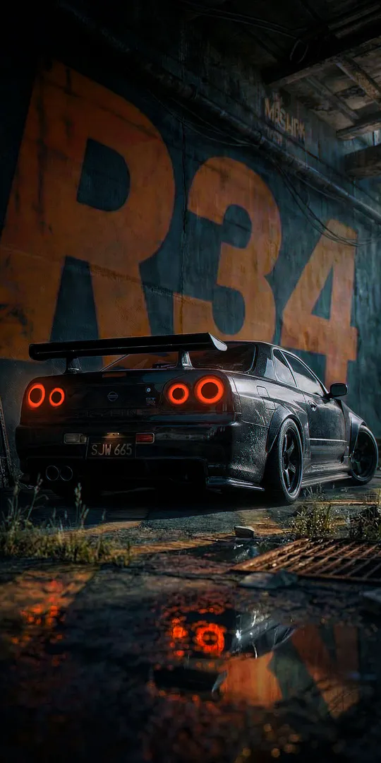 Шпалери на телефон: Nissan R34 у тунелі