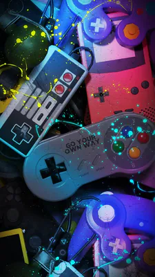 Контролери, Nintendo, Nes, Snes, Gamecube, Gameboy, Неон, Фарби, Вінтаж