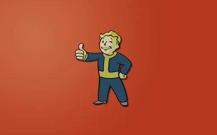Fallout, Маскот, Мультяшный, Красный, Минимализм, Вектор, Ретро