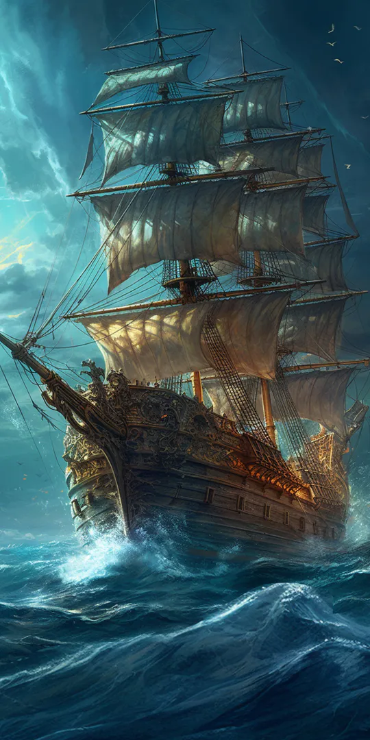 Шпалери на телефон: Величний парусник у відкритому морі