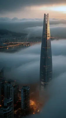 Fog, View of the Top, Panorama of the City, South Korea, Seoul