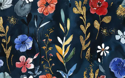 Квіти, Синій, Акварель, Різнокольорові, Шпалери на робочий стіл