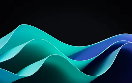 Turquoise, Blue, Gradient, Ribbons, Minimalism, Fluidity, Dark Background, Amoled