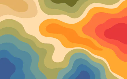 Layers, Topographic Style, Warm Palette, Cold Palette, Vector Graphics, Smooth Lines, Bright Shades