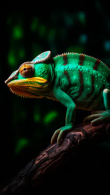 Рептилия, Макро, Детализированная кожа, Яркие узоры, Тропики, Ветка, Amoled, AI Art