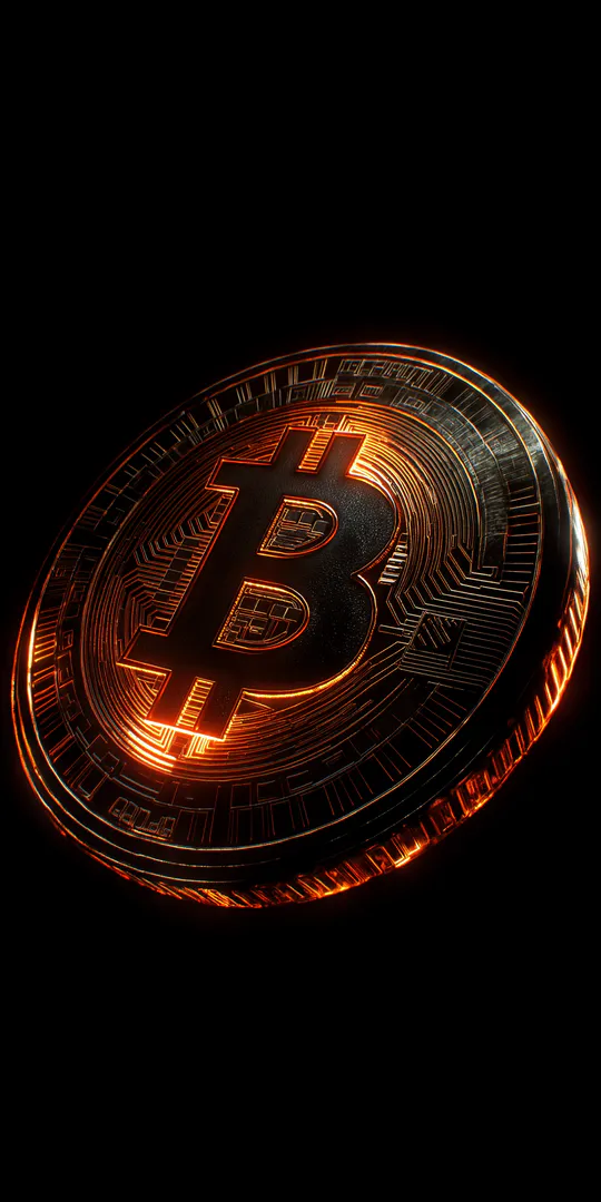 Phone wallpaper: Shining Bitcoin coin