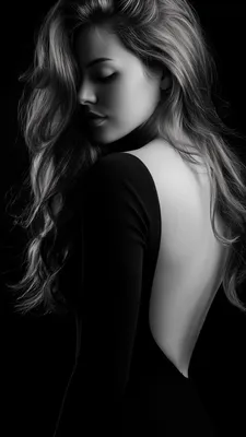 Портрет, Черно-белый, Минимализм, Мягкий свет, Тень, Элегантность, Настроение, Контраст, Художественный стиль