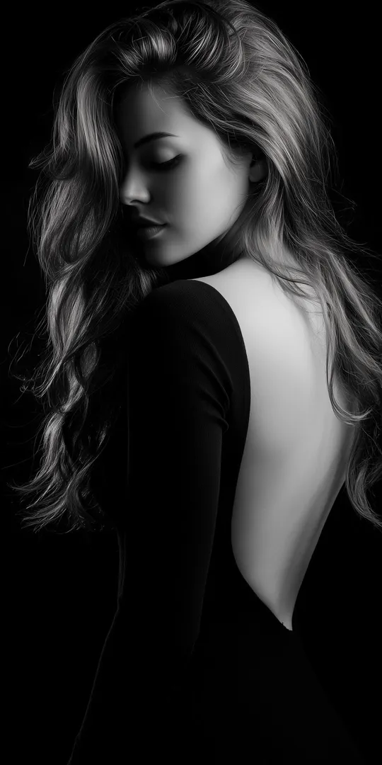 Обои на телефон: Черно-белый портрет с мягким светом.
