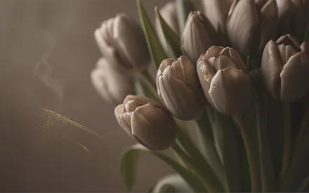 Тюльпаны, Букет, Бежевый, Открытка, Обои на рабочий стол