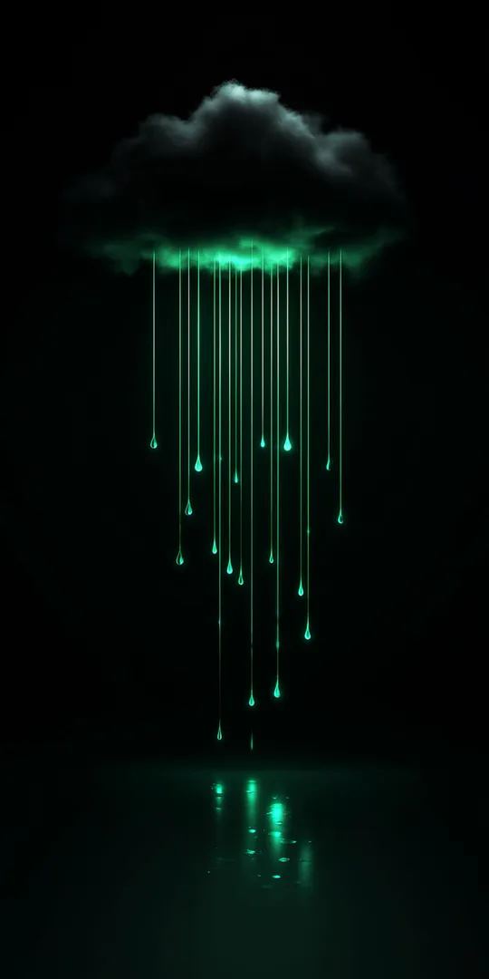 Обои на телефон: Светящееся облако с неоновым дождем