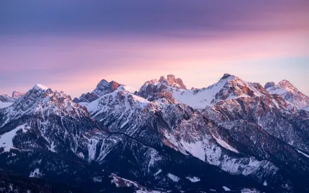 Гори, Сніг, Хребет, Сутінки, Небо, Холодні кольори, Спокій, Масштаб, Природа, Пейзаж