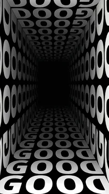 Типография, Оптическая иллюзия, Перспектива, Тоннель, Черный фон, Белый текст, Минимализм, Графический дизайн, Абстракция, Контраст