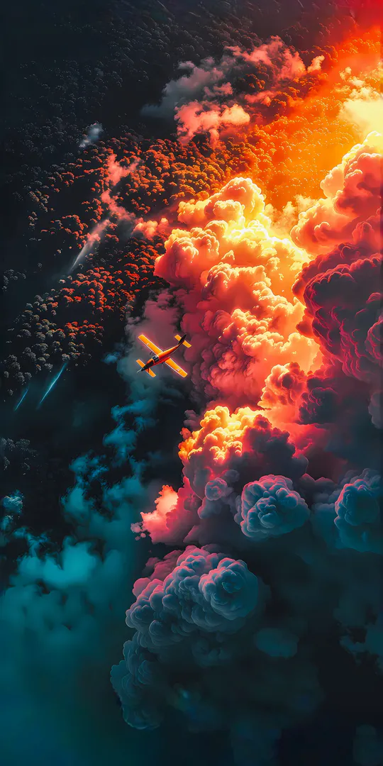 Обои на телефон: Самолет над облаками