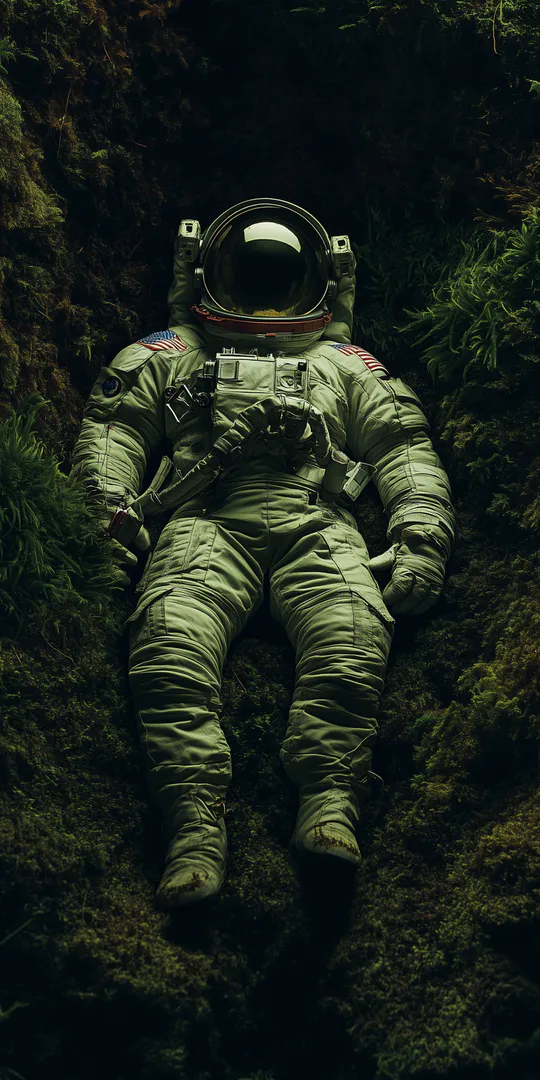 Phone wallpaper: Astronaut in moss