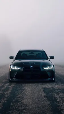 Черный автомобиль, Передний план, Светодиодные фары, Асфальт, Спортивный стиль, Люксовый, Симметрия