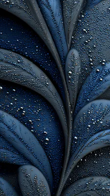 Синий, Перья, Каплины, Макро, Металлический блеск, Детализированный, Фрактал, AI Art