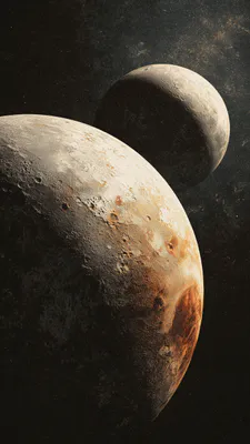Планеты, Спутники, Кратеры, Звездное небо, Текстура, Темный фон, Космическая сцена, Amoled, AI Art