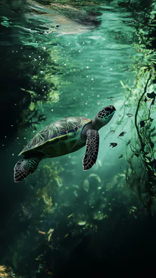 Океан, Водоросли, Рыбы, Глубина, Пузыри, Экосистема, AI Art