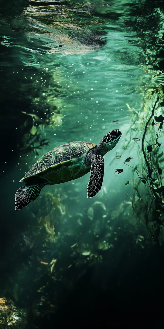 Phone wallpaper: Green turtle