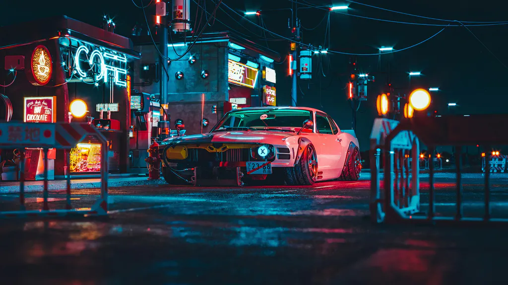 Шпалери для робочого столу: Неоновий маслкар