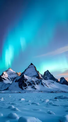 Снег, Зима, Ночное небо, Звездное небо, Арктика, Ледник, Вершины, Ледяное поле