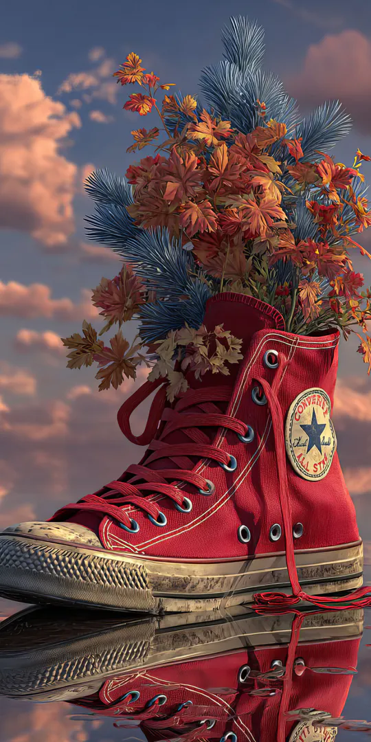 Обои на телефон: Converse с букетом