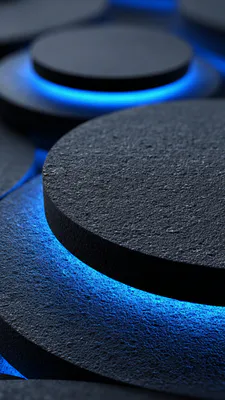 Синий свет, Черный, 3d, Освещение, Рельеф, Материал, Минимализм, Amoled, AI Art