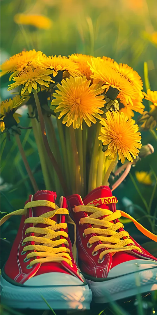 Phone wallpaper: Sneakers and dandelions